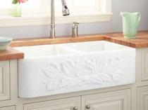 Beyaz İşlemeli Tezgah Lavabosu