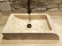 Kare Oval Kenar Traverten Lavabo