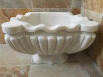 Elips Fırfırlı Beyaz Mermer Kurna