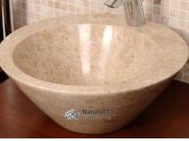 Batarya Çıkışlı Bej Mermer Konik Lavabo 