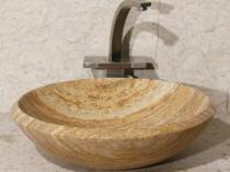 Çanak Sarı Traverten Lavabo & Evye