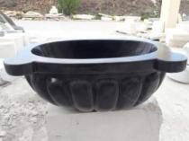 Elips Kavun Dilimli Siyah Mermer Kurna