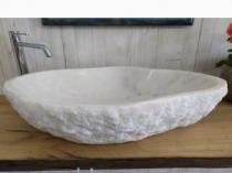 Elips Patlatma Beyaz Mermer Lavabo