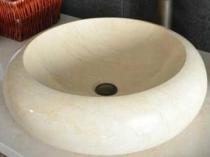 Bombeli Krem Bej Mermer Lavabo & Evye